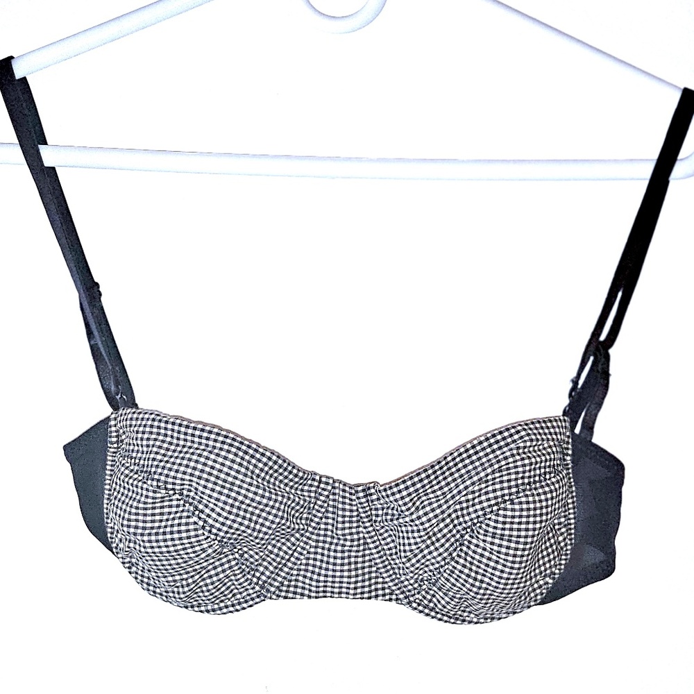 Y2K Malia Mills Cotton Poly Spandex 3 Way Bandeau Bikini Top Sz P/XS